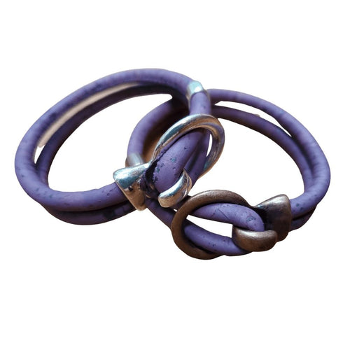 Purple Cork Silver Open Hook Bracelet